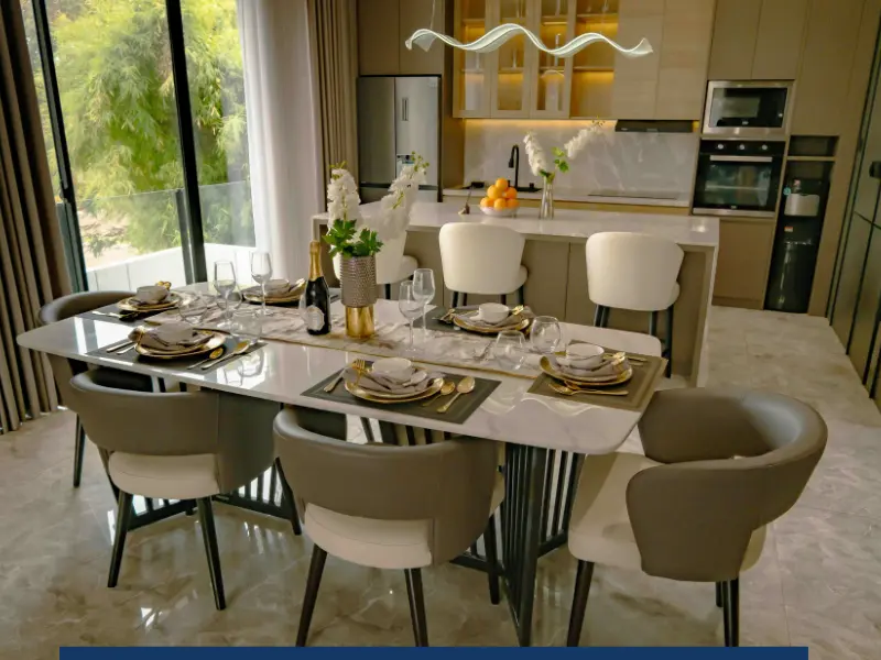 Kanti Niketan villa formal dining area interior