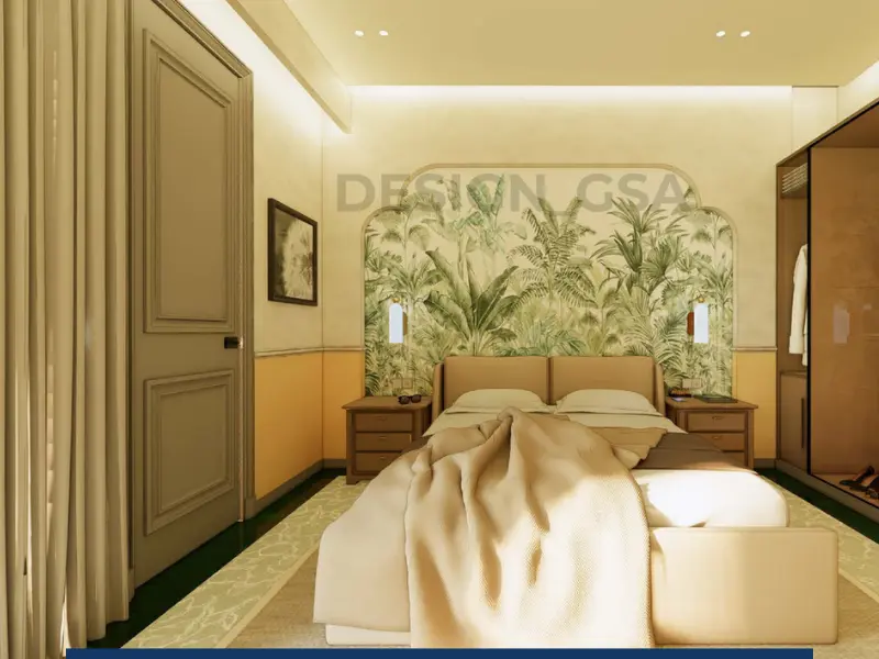 Kanti Niketan villa master bedroom suite interior